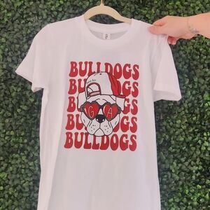 Tultex White and Red Bulldogs Graphic Tee